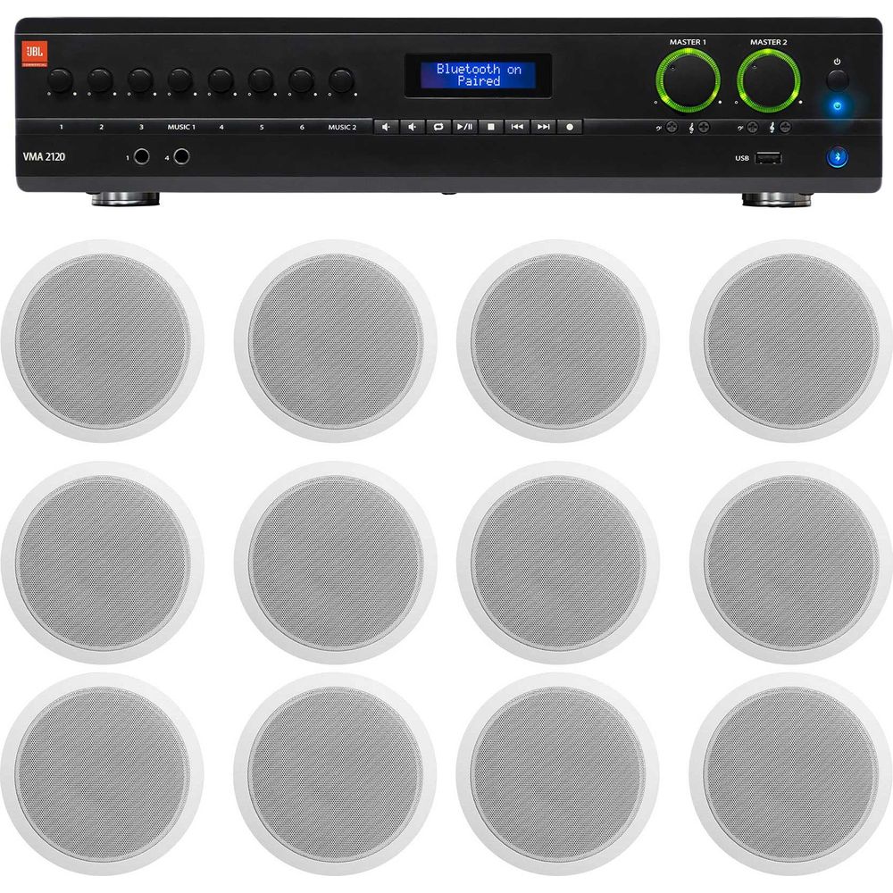 VMA2120 Amplifier + 12 6" White Ceiling Speakers