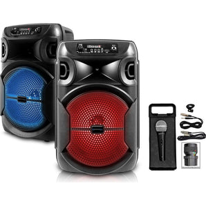 2 Technical Pro BOOMPACK8 8" Wireless Rechargeable Bluetooth Speakers+Microphone