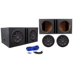 (2) Kicker 43CVR124 COMPVR 1600w 12" DVC Car Subwoofers+Vented Sub Box Enclosure