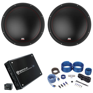 (2) MTX 3512-02 12" 1000w SVC 2-ohm Car Audio Subwoofers+Mono Amplifier+Amp Kit