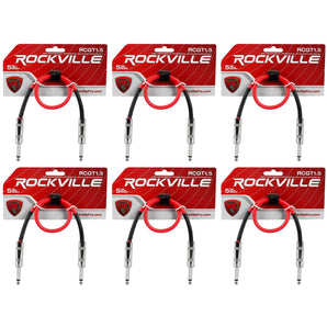 6 Rockville RCGT1.5R 1.5'  1/4" TS to 1/4'' TS Guitar/Instrument Cable