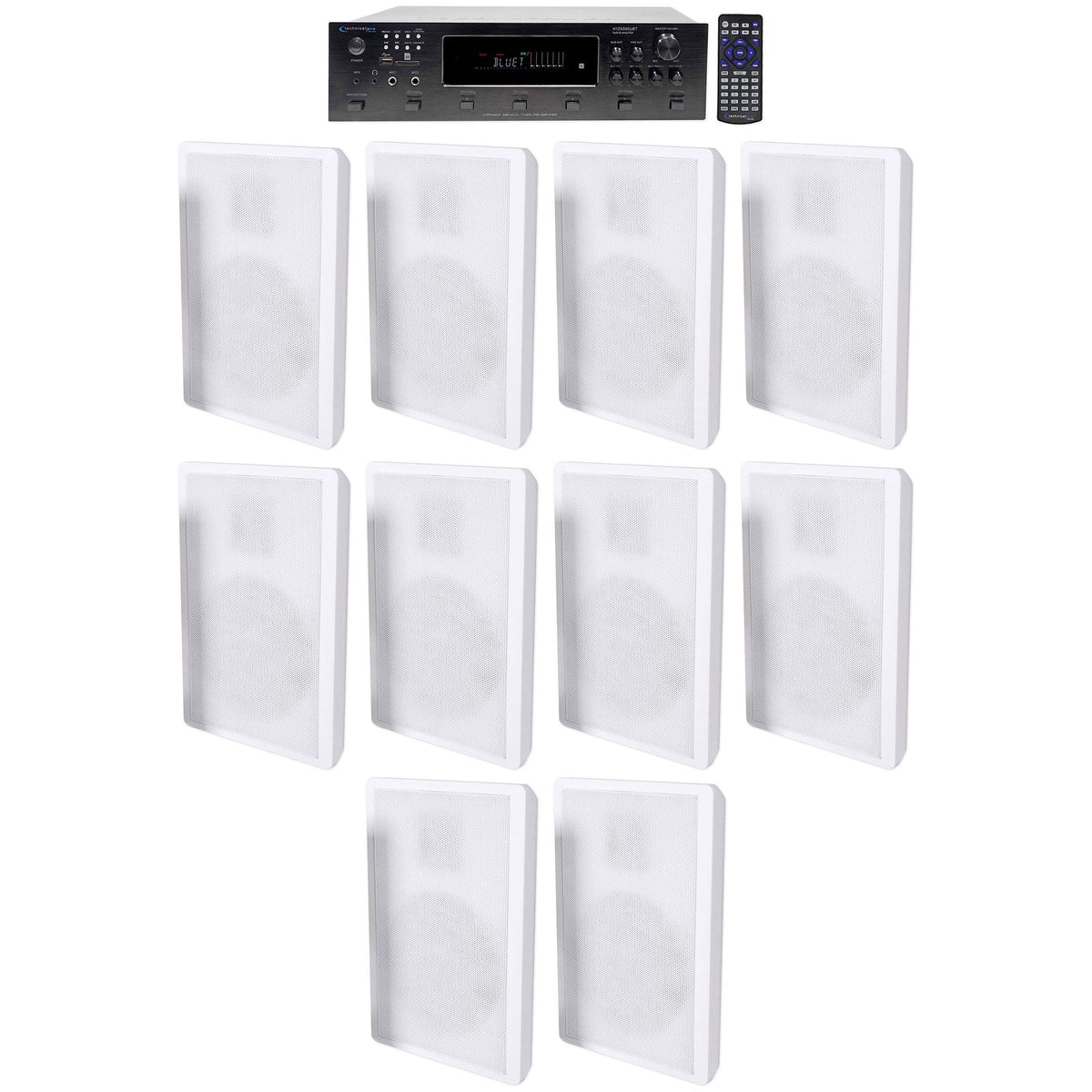 H12X500UBT 6-Zone Receiver & 5x RockSlim White 5.25" Speaker Bundle