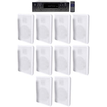 H12X500UBT 6-Zone Receiver & 5x RockSlim White 5.25" Speaker Bundle