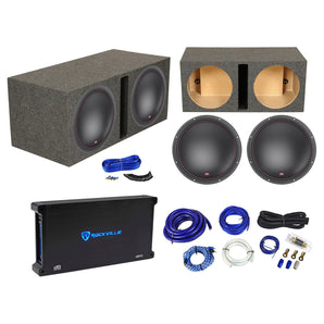 2) MTX 7515-22 15" 1500w RMS Subwoofers+Vented Sub Box Enclosure+Amplifier+Wires