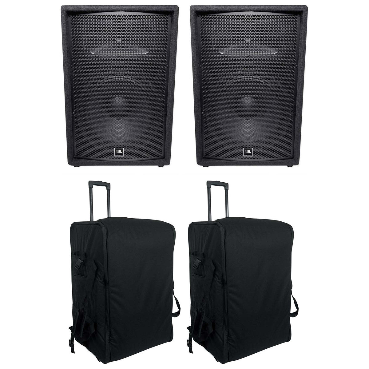 JRX215 PA Speakers with Rolling Travel Bags