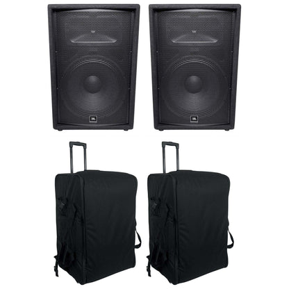 JRX215 PA Speakers with Rolling Travel Bags