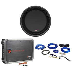 MTX 3512-04S 12" 600 Watt Shallow Slim Car Audio Subwoofer Sub+Amplifier+Amp Kit