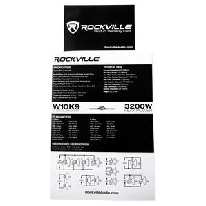 Rockville W10K9D4 10" 3200w Car Subwoofer+Sealed Sub Box+Mono Amplifier+Amp Kit