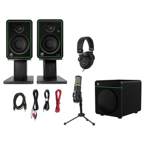 Mackie Creator Bundle w/ Monitors+Sub+Condenser Mic+Headphones+Desktop Stands