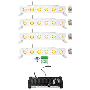 (4) Rockville BEST STRIP 60 White Light Bars+384 Ch. Wireless DMX Controller