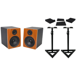 Pair Rockville APM6C 6.5" 2-Way 350 Watt Powered USB Studio Monitors+Stands+Pads