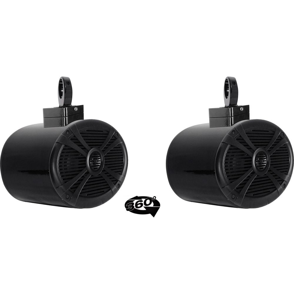 (2) 6x9" 1000w 360° Swivel Black Aluminum Wakeboard Tower Speakers