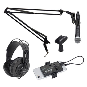 Samson Go Mic Wireless ASMR Recording Streaming Kit w/Microphone+Boom+Headphones