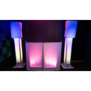 (2) Rockville Totem Stands+White 8" PA DJ Speaker Cover Scrims and Event Facade