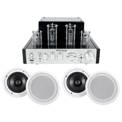 BluTube Tube Amplifier + (4) 8" White Ceiling Speakers