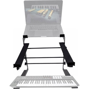 Rockville Dual Laptop+Controller Stand for M-Audio Oxygen 61 MK IV Keyboard