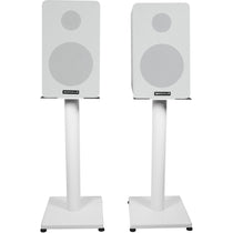 RockShelf 58W White 5.25" Home Bookshelf Speakers w/21" Stands