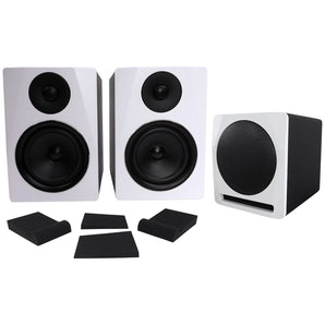 (2) Rockville APM6W 6.5" Powered Studio Monitors+Active 10" Subwoofer+Foam Pads