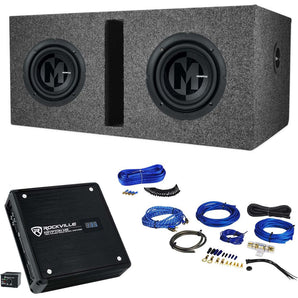 (2) Memphis Audio PRX624 6.5" 300w Subwoofers+Vented Box+Mono Amplifier+Amp Kit