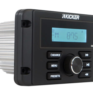 KICKER KMC3 Digital Media Receiver w/Bluetooth+Remote+(2) 6.5" Black Speakers