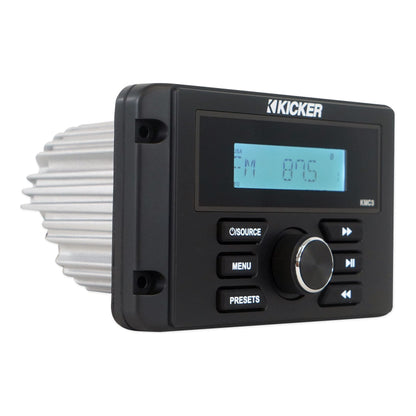 KICKER KMC3 Gauge Hole Digital Media Bluetooth Receiver+(2) 5.25" Black Speakers
