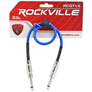 Rockville RCGT1.5BL 1.5' 1/4'' TS to 1/4'' TS Instrument Cable-Blue 100% Copper