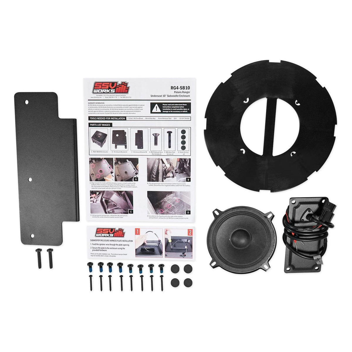 Under Seat 10" Subwoofer Enclosure For Polaris Ranger XP1000