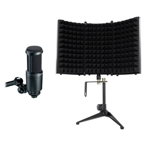 Audio Technica AT2020 Studio Recording Microphone Condenser Mic+Isolation Shield