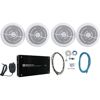 (4) RMC80W 8" 1600W Marine Speakers + KRYPTON MF4 4-Ch Amplifier + Wire Kit