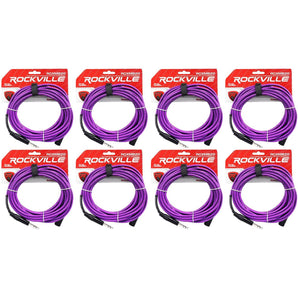 8 Rockville RCXMB20-P Purple 20' Male REAN XLR to 1/4'' TRS Balanced Cables