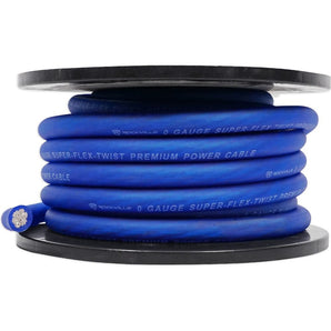 Rockville R0G30BLUE 0 Gauge 30 Foot Spool Blue Car Amp Power+Ground Wire Cable