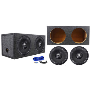 (2) Rockville W12K6D4 V2 12" 4800w Car Audio Subwoofers+Sealed Sub Box Enclosure