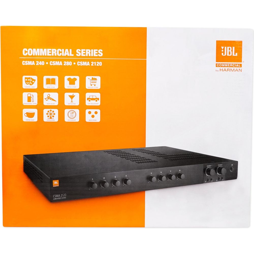 CSMA240 2x40W Amplifier + (8) Black 5.25" Slim Wall Speakers