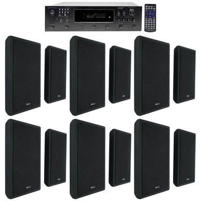 H12X500UBT 6-Zone Receiver + (12) Black Slim Wall Speakers