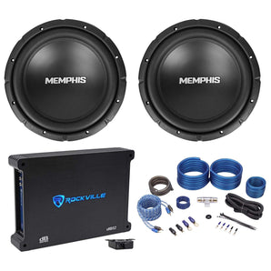 2) Memphis Audio SRX1240 12" 500w SRX Car Subwoofers Subs+Amplifier+Amp Wire Kit