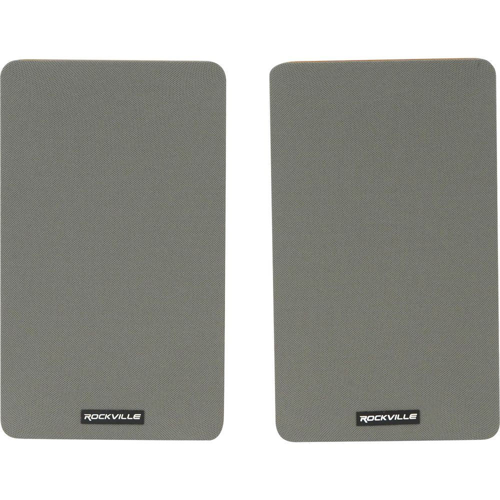 RockShelf 54C Wood 5.25" Home Bookshelf Speakers+8" Wood Stands