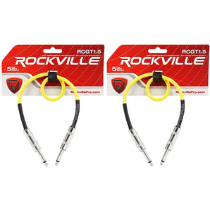 2 Rockville RCGT1.5Y 1.5'  1/4" TS to 1/4'' TS Guitar/Instrument Cable