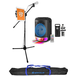 Technical Pro LIT8 Portable Bluetooth Karaoke Machine System + Mic/Tablet Stand