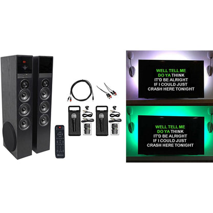 Rockville Bluetooth Home Theater/Karaoke Machine System, LED'S+Subwoofers+Mics