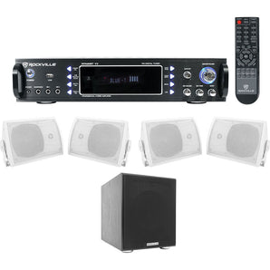 Rockville 1000 w Home Theater Bluetooth Receiver+(4) Speakers+8" Subwoofer Sub