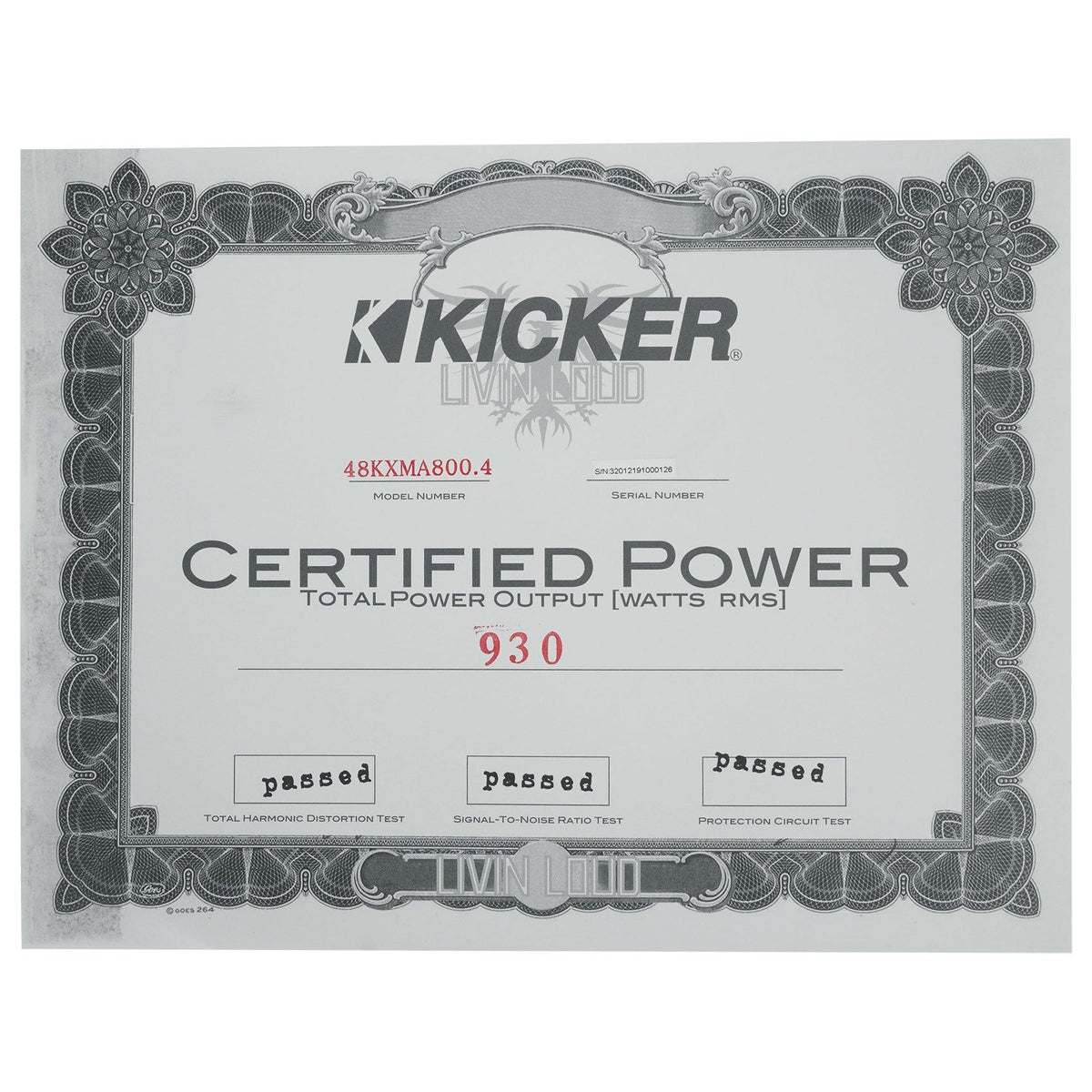 KICKER 48KXMA8004 800 Watt 4-Channel Marine Boat Amplifier Class D Amp KXMA800.4