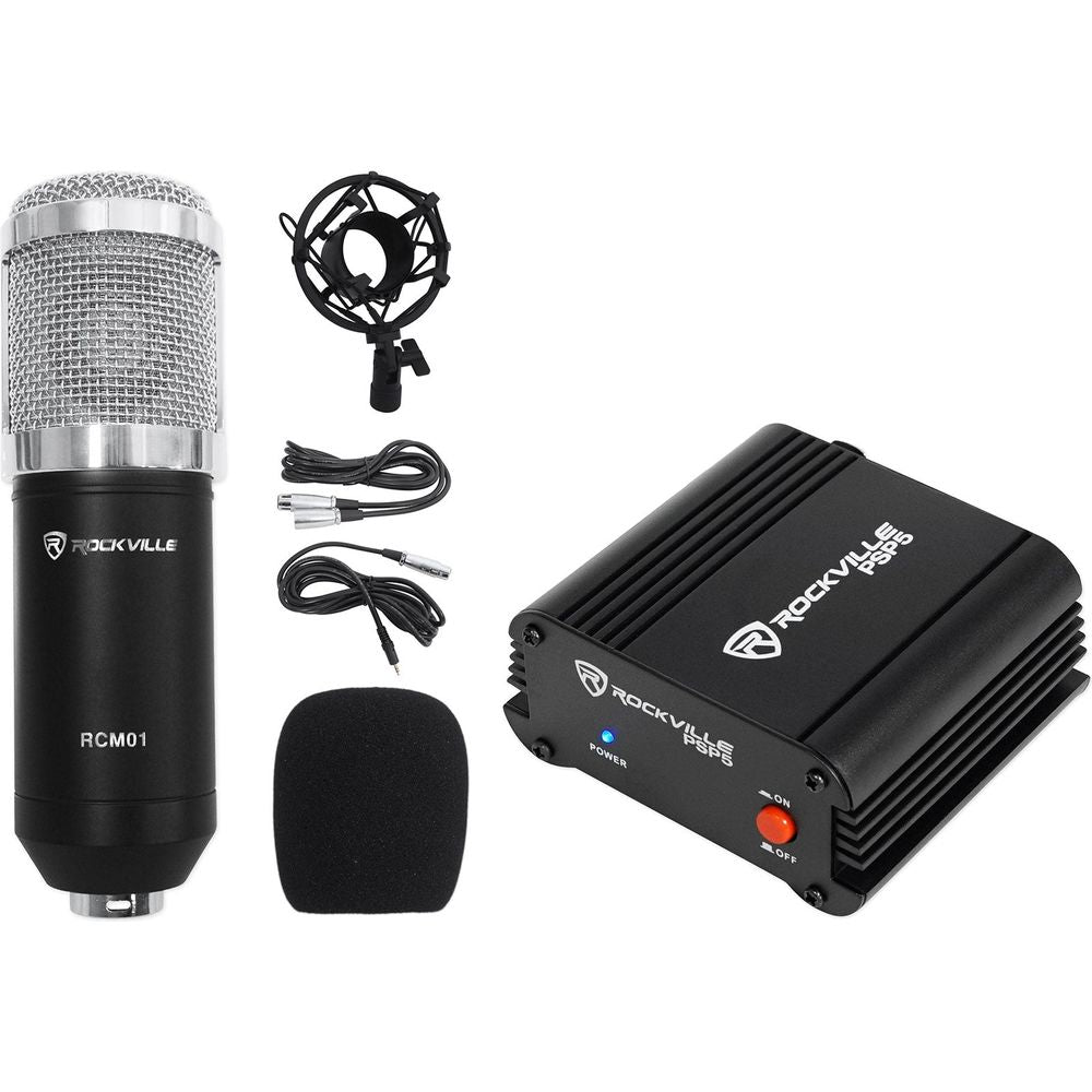 RCM01 Studio Recording Condenser Microphone+Phantom Power Supply