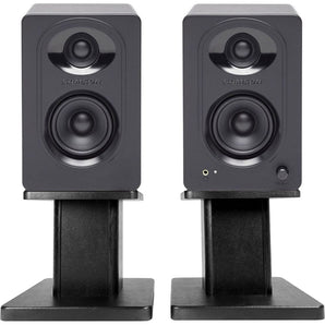 2) SAMSON M50 5" Studio/Computer/Podcast Reference Monitors Speakers+Desk Stands