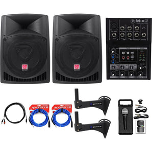 Complete Crossfit Gym Sound System (2) Rockville 12" Speakers+Mackie Mixer+More!