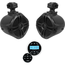 (2) Rockville RWB70B Black 6.5" Marine Wakeboard Swivel Tower Speakers+Receiver