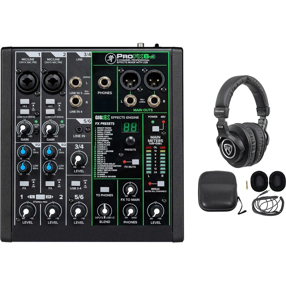 ProFX6v3 6-Channel Professional Effects Mixer w/USB + Headphones