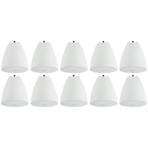 10 Rockville PEN-65T White 6.5" 70V Hanging Pendant Speakers For Office/Bar/Cafe