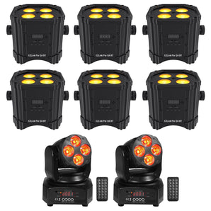 (6) Chauvet DJ Ezlink Par Q4 BT Wireless Bluetooth Wash Lights+(2) Moving Heads