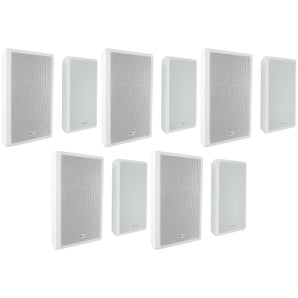 (10) Rockville RockSlim 70W White 5.25" 70v Commercial Restaurant Wall Speakers