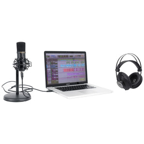 Rockville Solo-Cast USB Microphone w/Recording Interface+Stand+AKG Headphones